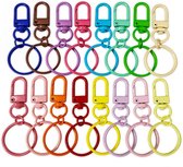 18 Stuks Karabijnhaak Sleutelhangers - 18 Verschillende Kleuren - Musketonhaak Sleutelringen - Keychains voor Volwassenen - Sieraden Maken Mini Musketon ringetjes - Klein Carabiner Sleutel Hanger - DIY Karabijn Haak Ringen - Karabijnsluiting Hobby