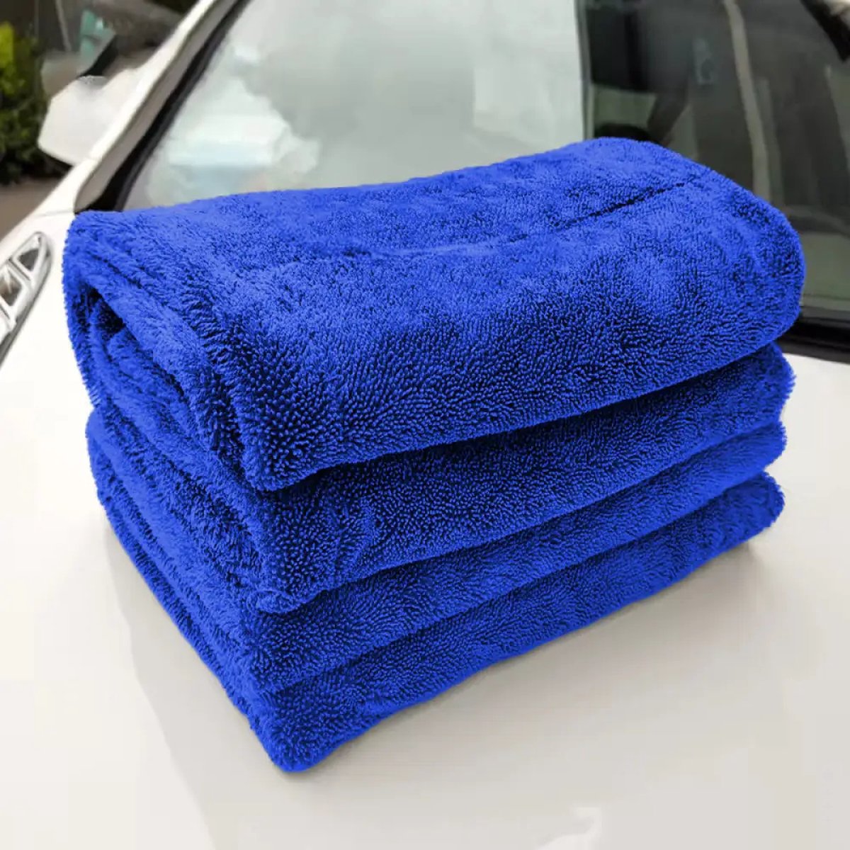 Goedkoopste Microvezeldoeken Auto 3 stuks 500 GSM Polijstdoek Lakverzorging - extreem absorberend en zacht voor de verzorging van auto en motor. Drogen, polijsten - 30 x 30 cm (3 stuks) Blauw.