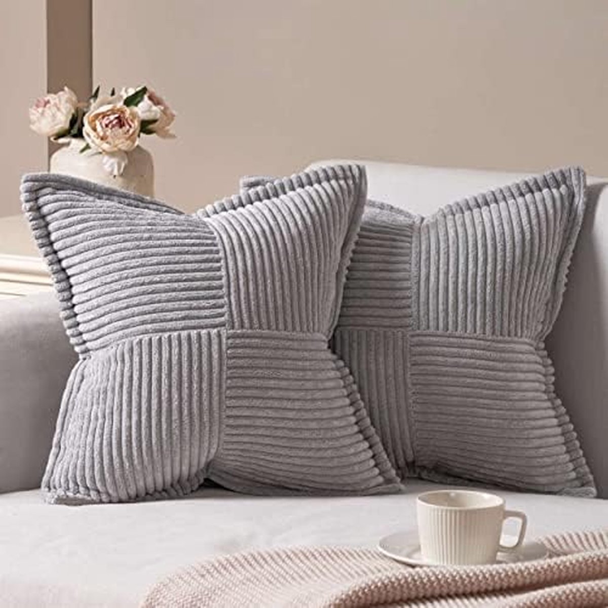 Goodivery ® Stijlvolle Corduroy Kussenhoezen Set voor Moderne Winterdecoratie