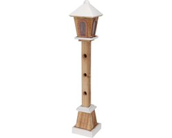 Houten figuur van sparrenhout met LED-lantaarn, 75 cm