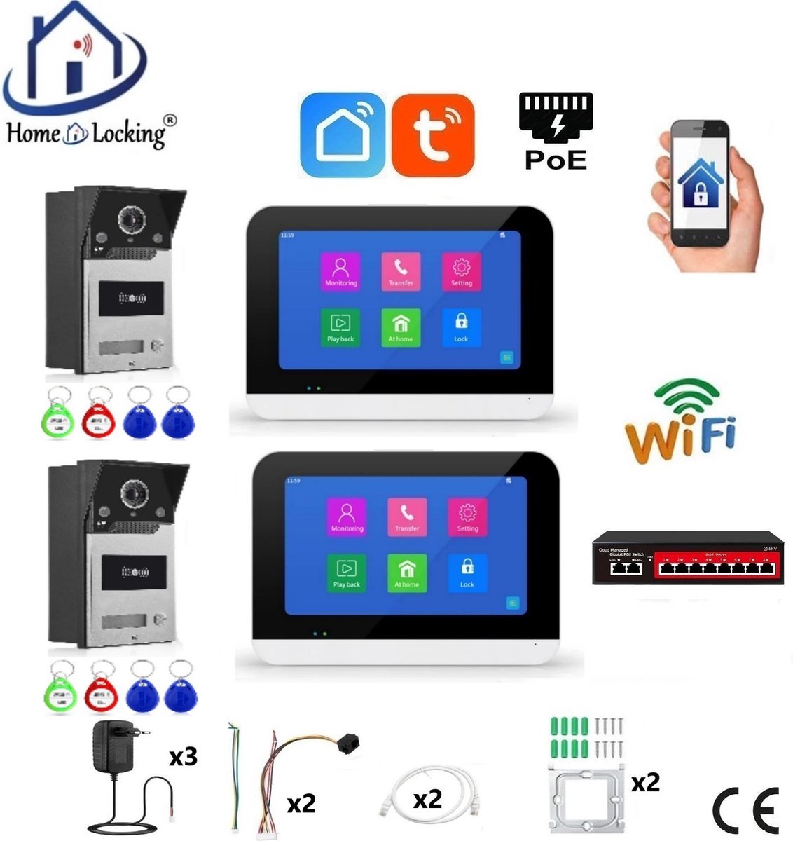 De Bruyne Freddy T-2302 Videofoon met Smart Life APP Besturing - De Bruyne Freddy - €506,18