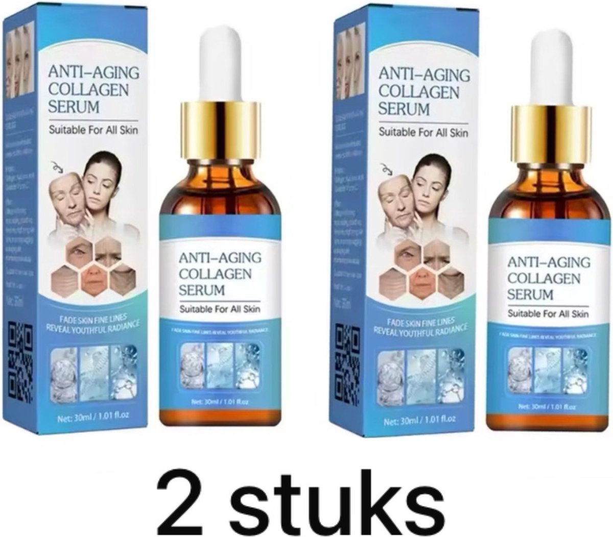 Goedkoopste 2 Stuks Anti-Aging Collagen serum, anti-rimpelserum, gezichtsserum voor vermindering van rimpels, Unisex Volwassenen.