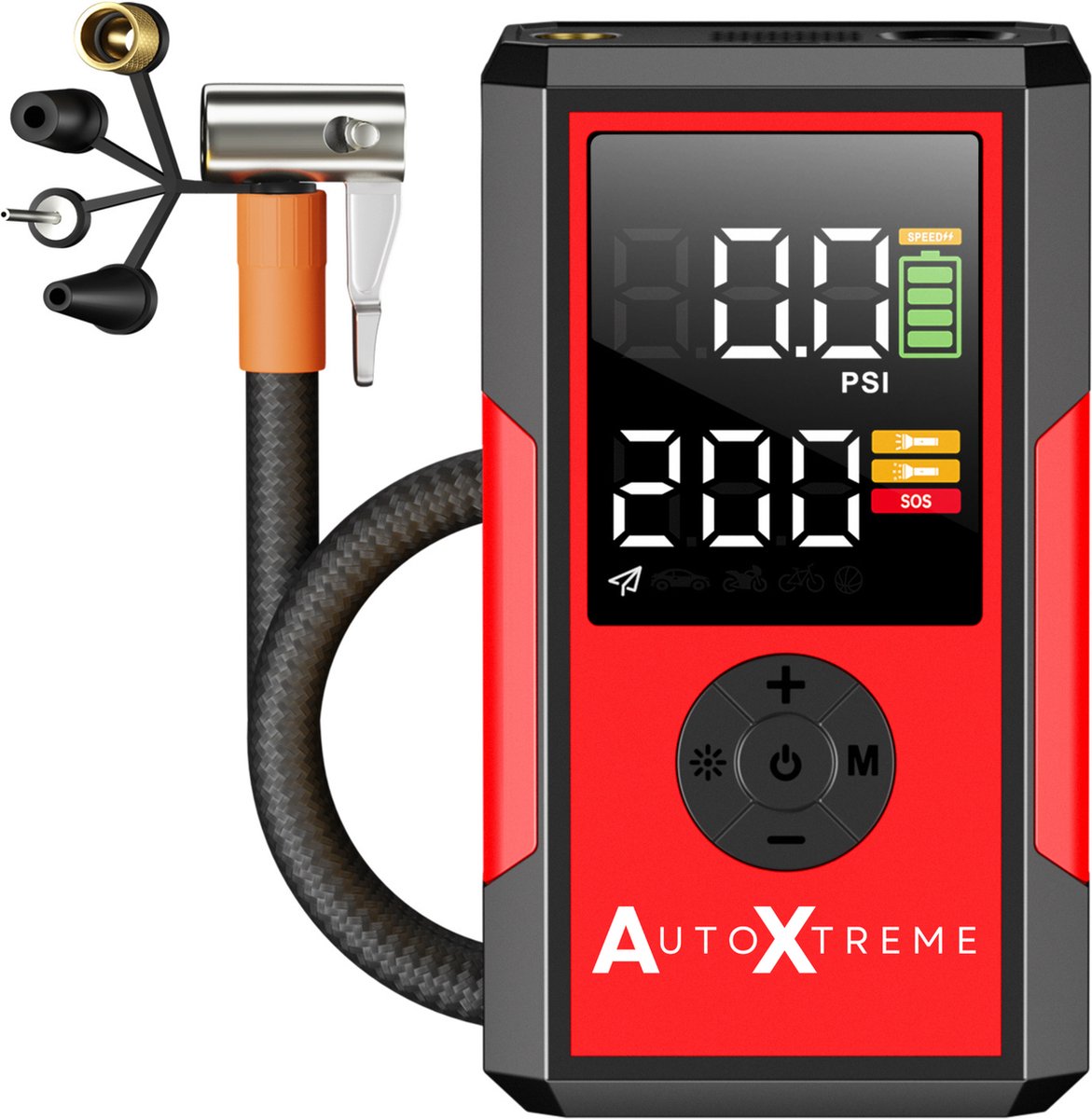 Pompe à Air Numérique Portable 12V - Gonfleur Pneus Voiture, Vélo - Fonction Lampe Torche Et Power Bank - Affichage Digital Précis