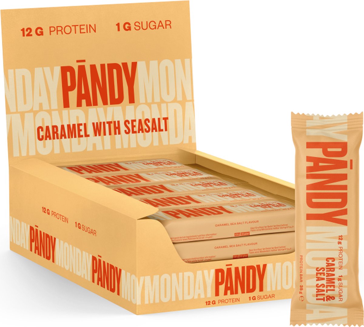 Goedkoopste Pandy Low Sugar Protein Bar - Caramel with Sea Salt - Eiwitrepen - 18 x 35 g