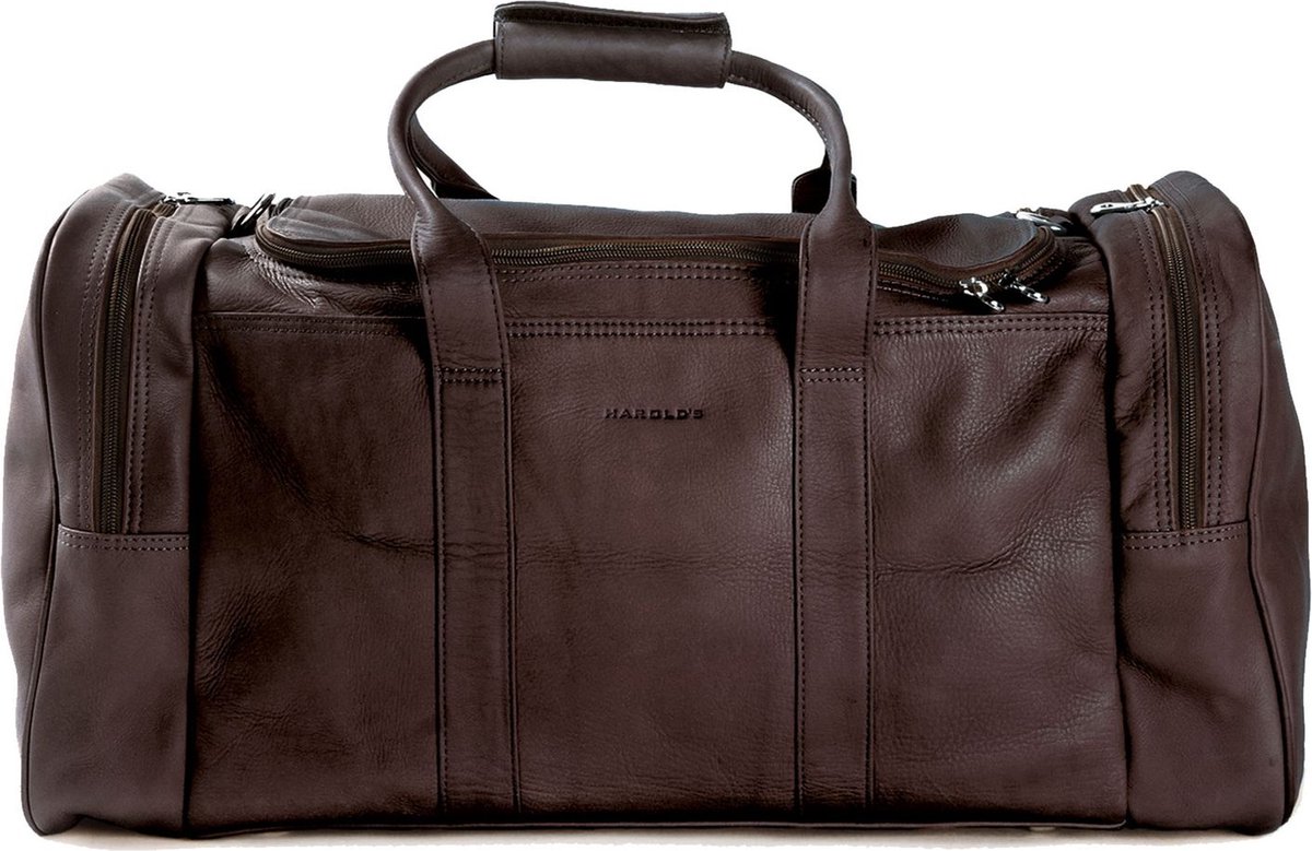 HAROLD'S Leren Reistas Country Travelbag Brown Donkerbruin
