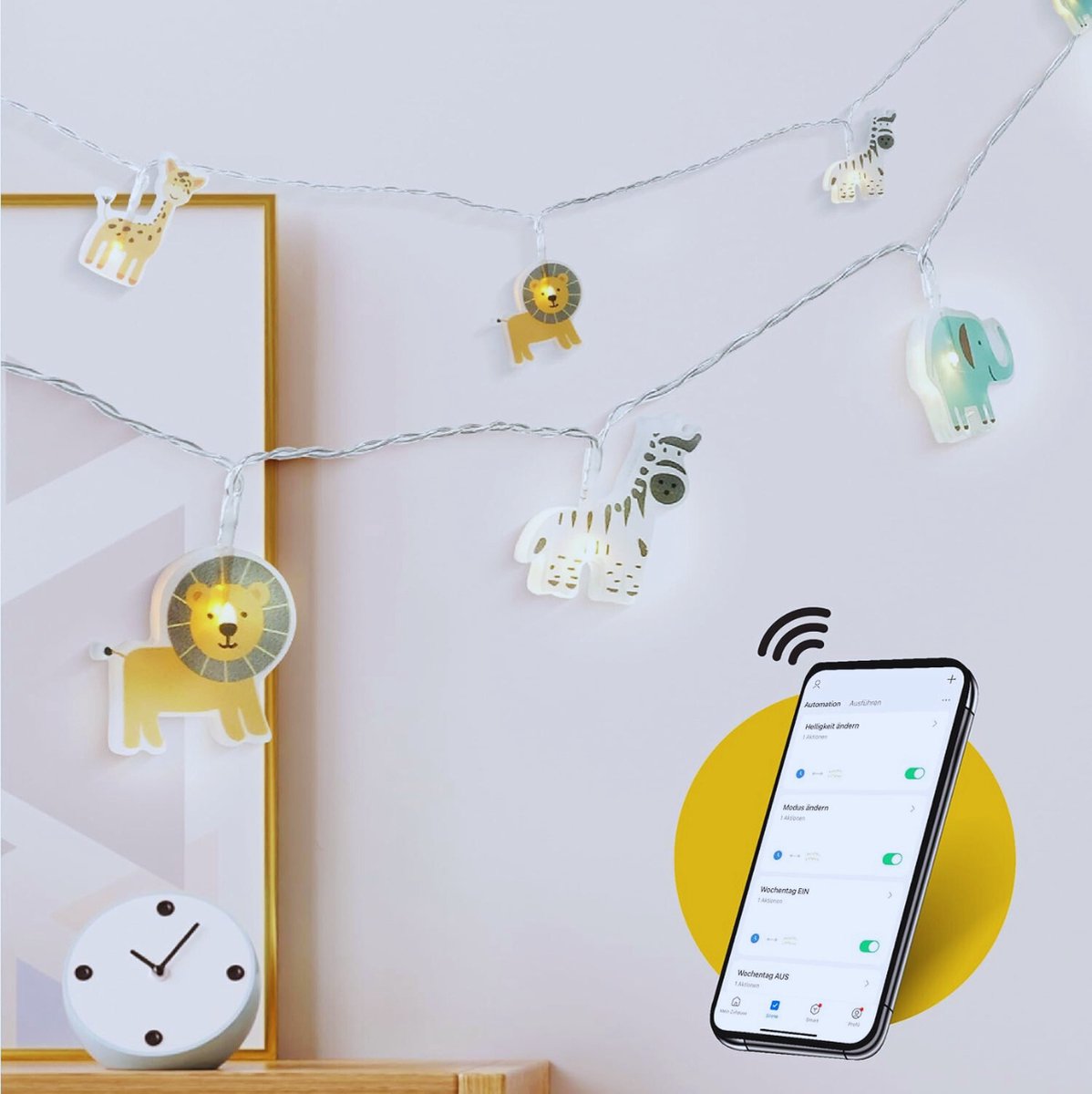 Lichtsnoer Voor Kinderkamer Met Dieren LED's - 5m USB - App Afstandsbediening - Nachtlampje En Decoratie - Energieklasse A+++