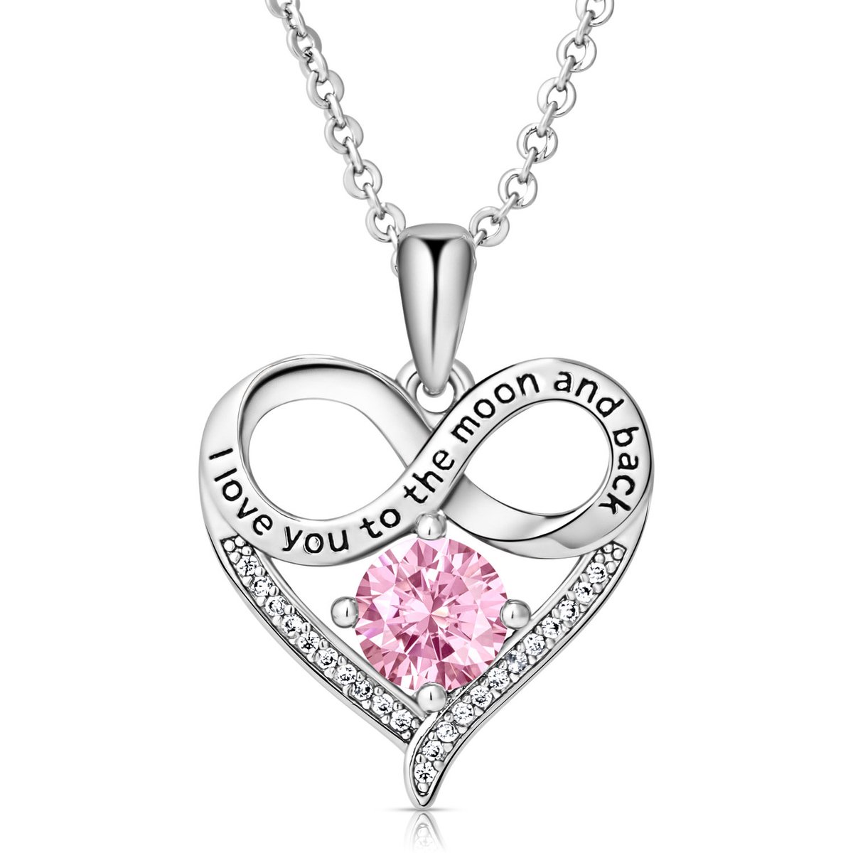 Juwelium Ketting + Flowerbox Geschenkset | Luxe Roze Infinity Hart Ketting met Zirkonia | Perfect Cadeau voor Vrouw, Vriendin, Moeder, Dochter