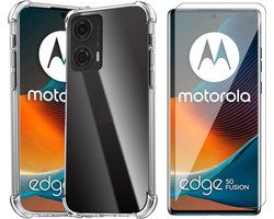 Hoesje geschikt voor Motorola Edge 50 Fusion - Screenprotector Glas - Shockproof Transparant