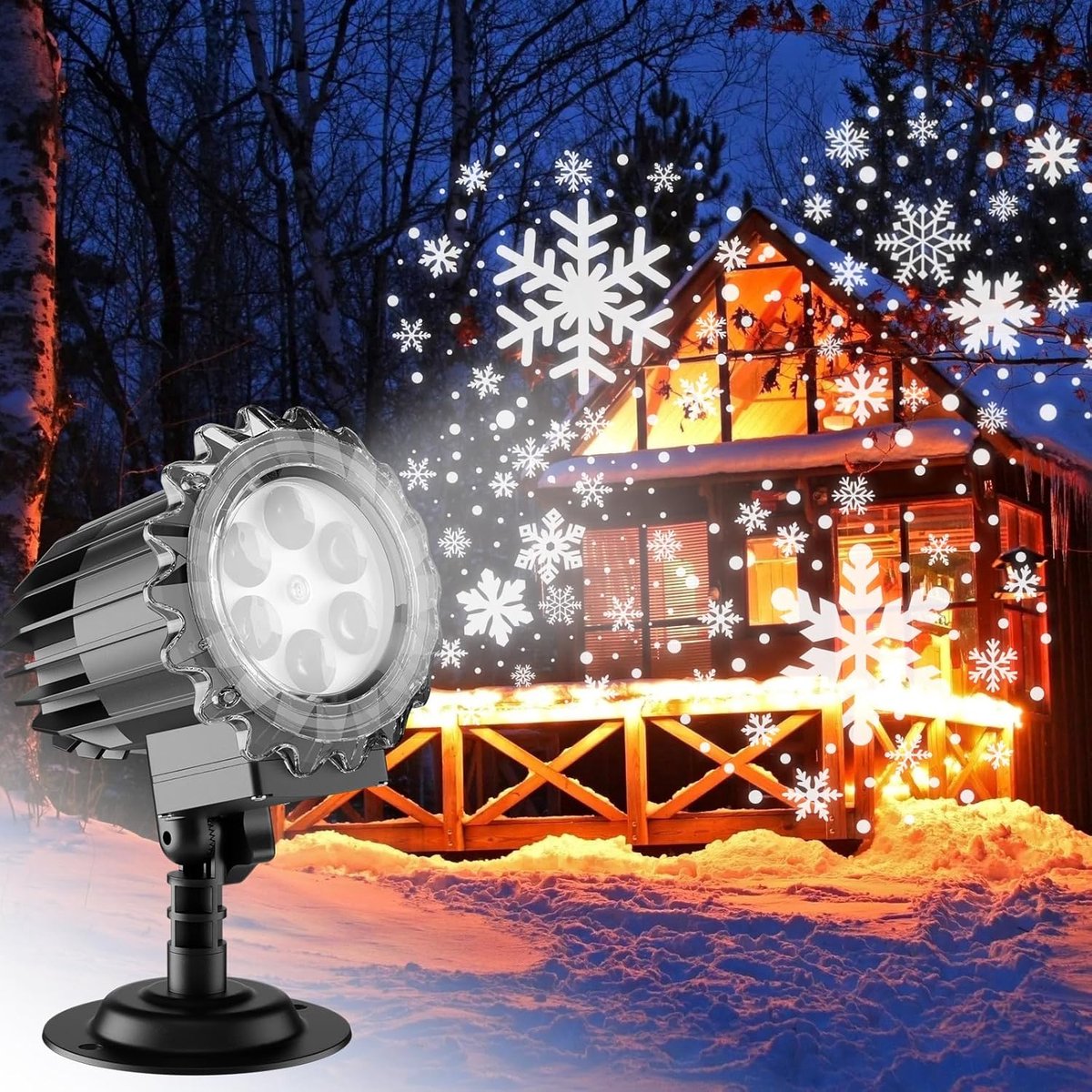 Projecteur Flocon De Neige LED Étanche IP65 - Projecteur Noël Extérieur Neige Qui Tombe - Intérieur & Extérieur