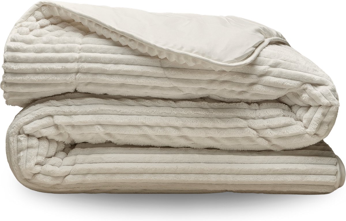 Zelesta Groovebed Cream 200x200 - Geribbeld Teddy Dekbedovertrek - Fluffy Dekbedovertrek - Wasbaar dekbed - Dekbed zonder overtrek