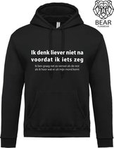 Je préfère ne pas réfléchir avant de dire quelque chose, j'aime être aussi surpris que tout le monde quand j'entends ce qui sort de ma bouche | Sweat à capuche Fun | drôle à capuche | Taille L