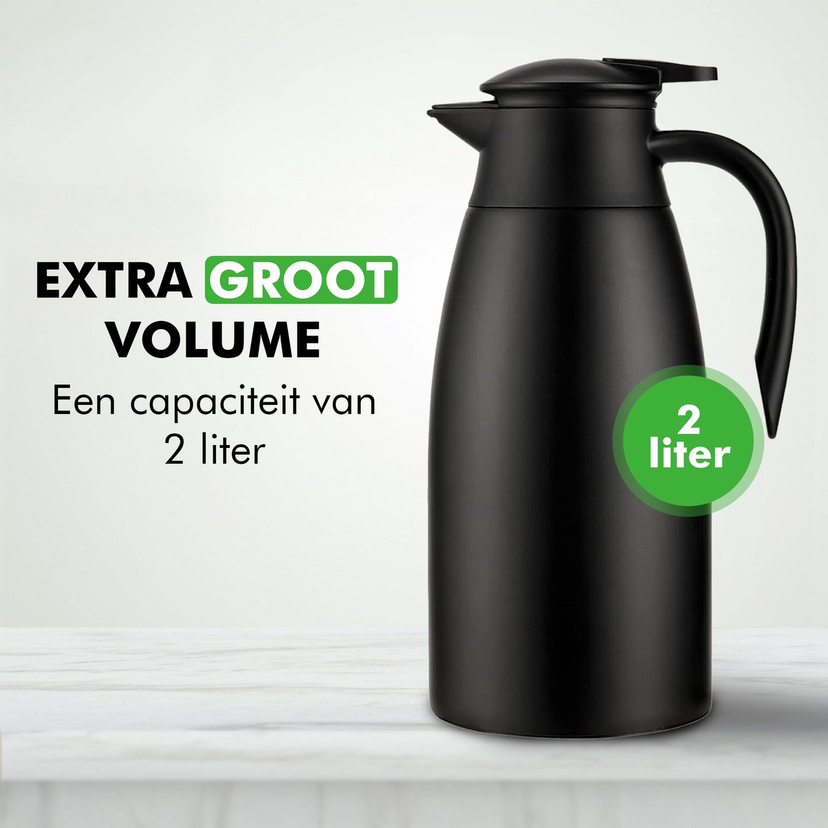 Travelhawk Thermoskan - 2 Liter - Isoleerkan - Zwart - Koffie - Thee - Voor warme en koude dranken — cadeau in Koken & Dineren - foto 7