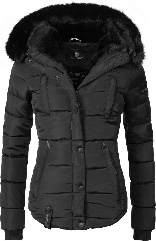 Chaud et confortable Marikoo Lotusbluete - Veste d'hiver Femme - Adulte - Col amovible - noir - L