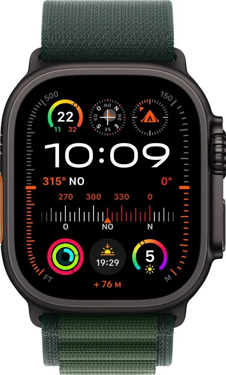 Apple Watch Ultra 2 4G 49mm Zwart Alpine Band Groen M