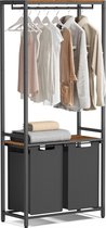 MIRA Home - Wasmand - Kledingrek - Wasmand 2 vakken - Wassorteerder - Vintage - 2x46 Liter - 73x33x177 cm