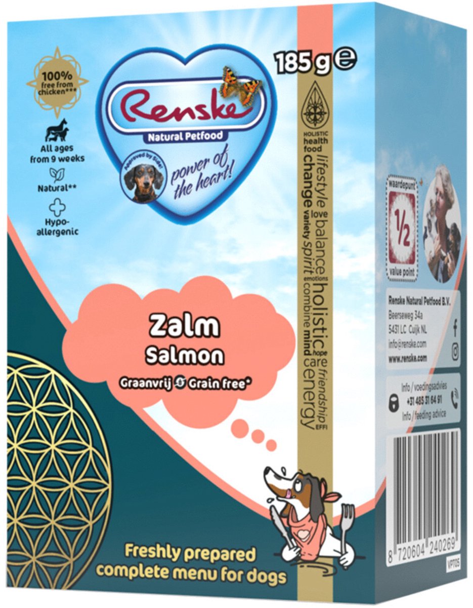Renske Vers Graanvrij - Tetrapack 185 g - Hondenvoer - Zalm