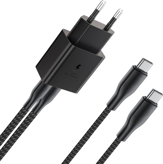 USB C snellader 45W 2 poorten met 1m kabels voor Samsung Super Fast Charging telefoon tablet