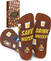Malinsi® Chaussettes Hommes Whisky - Chaussettes d'intérieur Drôles jusqu'à 46 - Cadeau Happy Vaderdag Hommes - Chaussettes Père Papa - Coffret Cadeau pour Homme