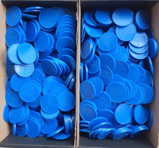 Jetons / kunststof munten / Consumptiemunten / Blauw / 100 stuks