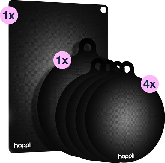 Happli Inductie Beschermer Set | Anti-Slip Siliconen | Inductie Kookmatjes Rond met Afdekplaat Kookplaat | Onderzetters / Onderleggers | Panbeschermers | Hittebestendig tijdens Koken | Geschikt voor Vaatwasser | 6-Pack | Zwart