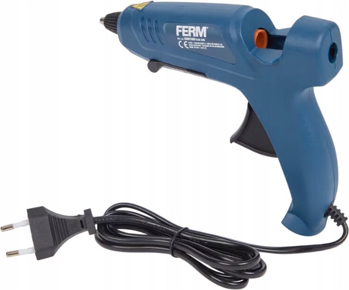 FERM - GGM1009 - Lijmpistool - Glue gun - 75W – Druppelblokkering - met 14 Lijmpatronen - 150cm kabel - Neerzet beugel - Zonder knoeien
