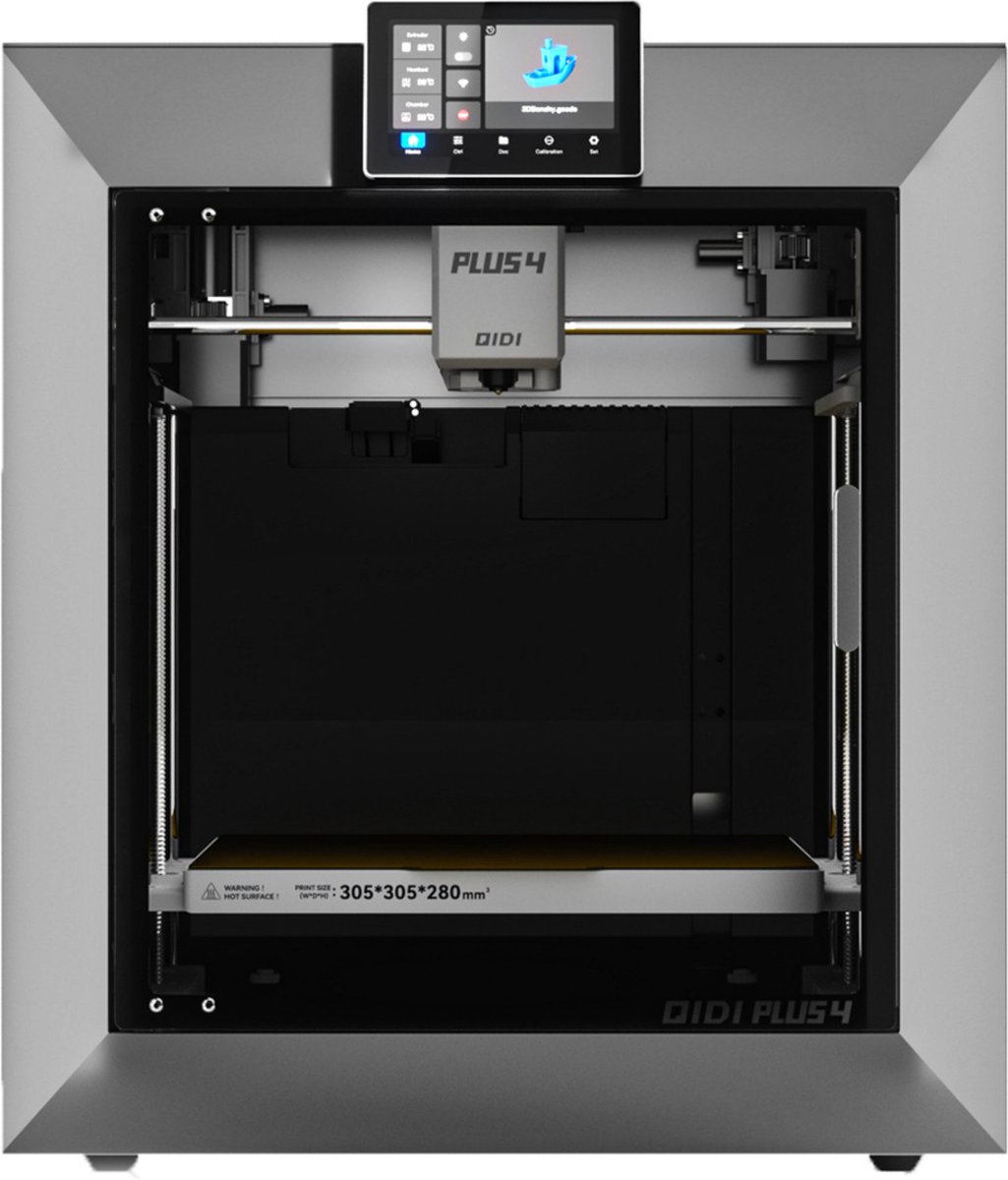 QIDI TECH PLUS4 3D-printer, 1080P-camera, 305*305*280 mm, multi-metalen composiet spuitmond, nieuw gereedschapkop-systeem, dubbellaagse isolatie, luchtcirculatieontwerp, filamentuitloopdetectie, afstandsbediening, Klipper V0.12.0-versie - EU-stekker