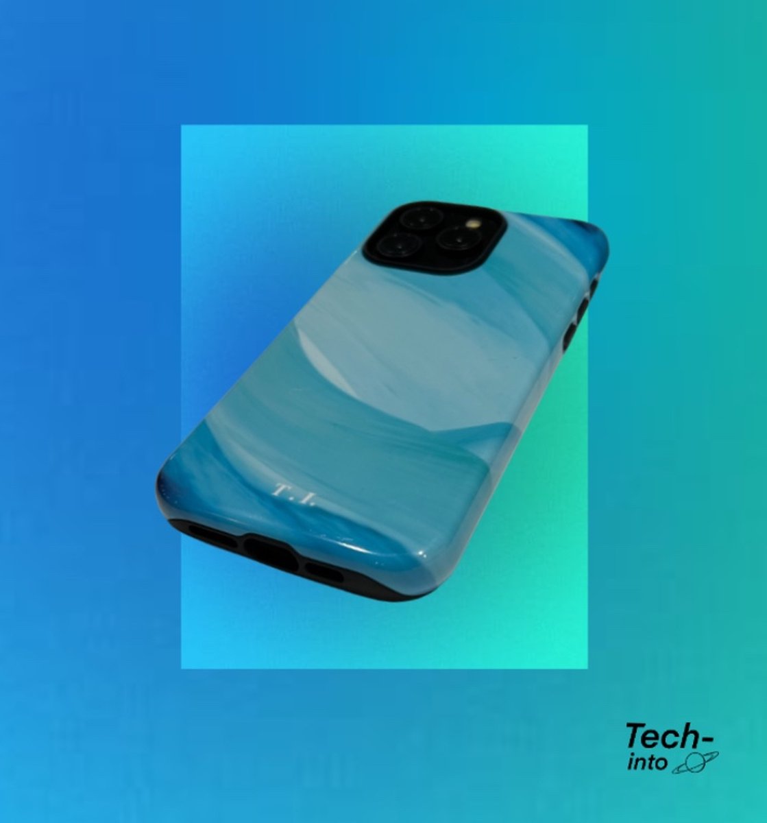 iPhone 14 Pro - Blue Ocean Case - Shockproof Hoesje - Blauw - Groen - Abstracte Aquarel look