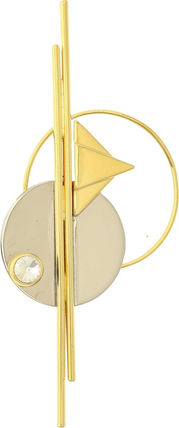 Behave® Broche Abstrait Géométrique Or Couleur Argent 10 cm
