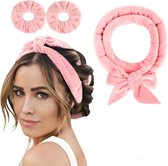 Delfts Roze - Heatless Curls - Krullen zonder hitte - 3-delige set - Roze