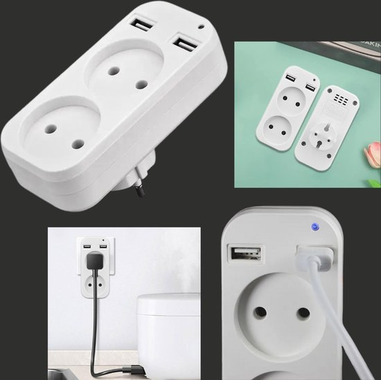 Desktop-stekkerdoos, USB C, USB A-poort, Multifunctioneel Verzonken Stopcontact, Vlamvertragend, EU-stekker voor Pc, 230-265V, 1,5 Meter Kabel voor Bijzettafel Nachtkastje
