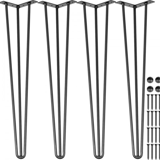 afelpoten 4 st Tafelpoot Haarspeldpoten 66 cm 26 inch tafelpoten koolstofstaal haarspeldpoten zwart Diy bureau eettafel metalen tafelpoten