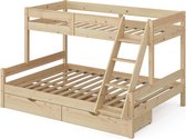 Vitalispa Everest Stapelbed – 140x200 / 90x200 cm met laden Natuurlijk hout