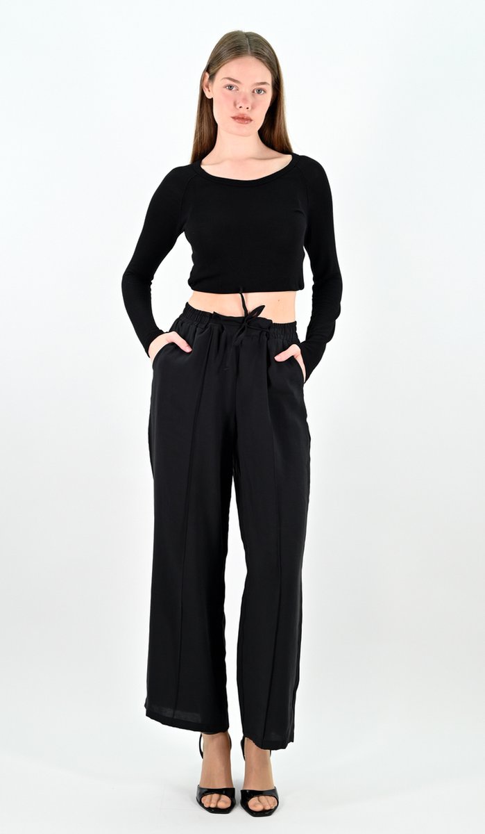 YesMooi - Wide Leg Culotte Broek - Zwart - XL (42) - Pantalon Dames Luchtige Broek