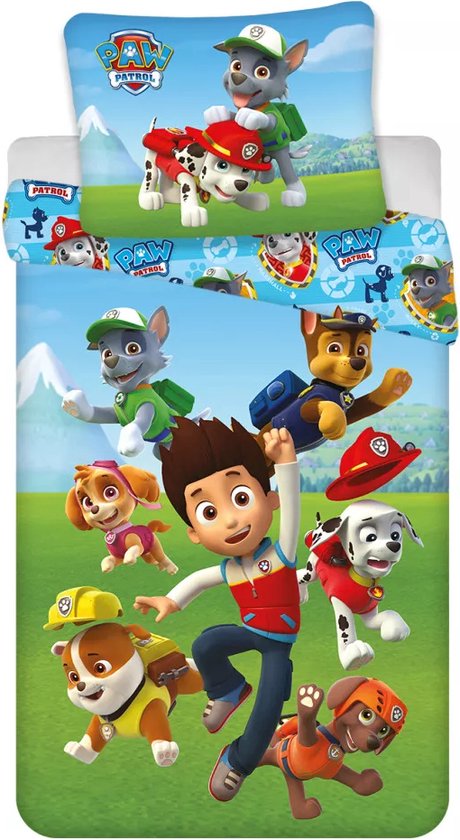 Funda Almohada A Juego Funda Nórdica Individual De Paw Patrol | Juego De Cama Reversible Rosa Con Diseño De Acampada - Incluye Funda De Almohada Funda Edredón Infantil