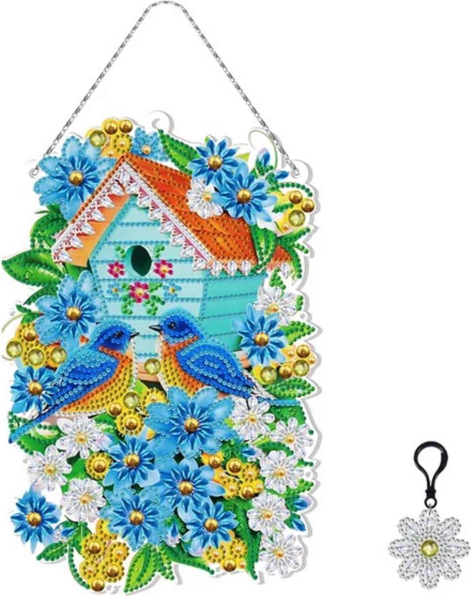 Raamhanger - 09 - Vogelhuisje - Diamond painting - compleet pakket - Diamond painting by Wietske