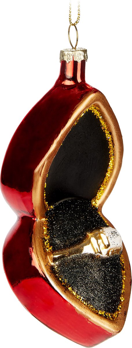BRUBAKER Aanzoeksring, met de hand beschilderde kerstbal van glas, 13 cm, boombal, huwelijksaanzoek, ring in rode doos, hanger voor verloofden en echtparen, mondgeblazen kerstboomversiering