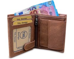 THL Design Leren Portemonnee Heren & Dames – Echt Leer – Hoog Model – Billfold – Bruin