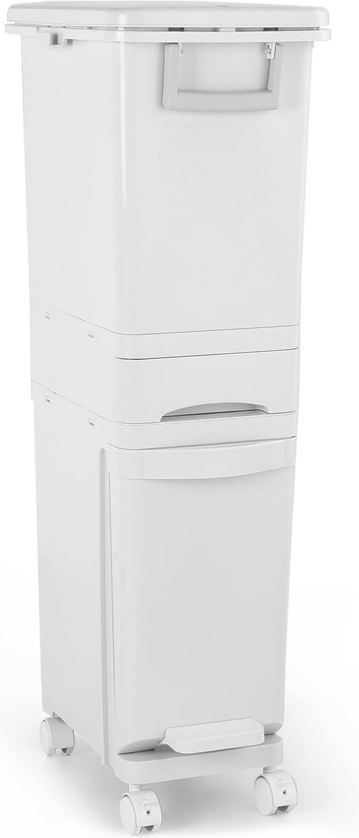 Goedkoopste JGS ® Stijlvolle 32-liter Keukenafvalemmer met Slimme Afvalscheiding en Makkelijk Verplaatsbaar Ontwerp