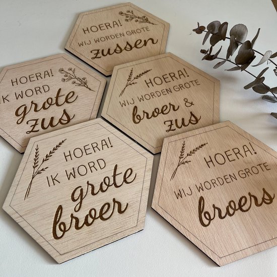 Zwangerschapsaankondiging Hexagon Broers - Hoera! Wij worden grote broers! - Grote broers - Zwangerschapsaankondiging - Big Brothers - Aankondiging Zwangerschap - Bekendmaking Zwangerschap - Gender Reveal — afbeelding 2