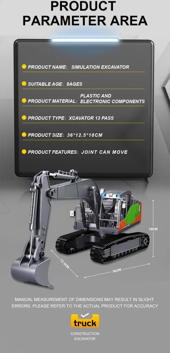 JMKA® graafmachine speelgoed - tractor speelgoed- graafmachine- tractor- bulldozer speelgoed- graafmachine speelgoed met afstandsbediening — afbeelding 6