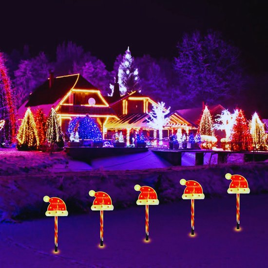 Paquet de 5 Éclairage de Noël à énergie solaire pour Jardin et allée – Lumières de Spellen de Noël décoratives – Silent B
