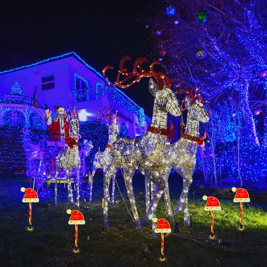 Paquet de 5 Éclairage de Noël à énergie solaire pour Jardin et allée – Lumières de Spellen de Noël décoratives – Silent B