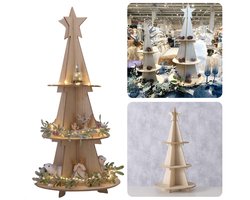 XL Kerst Etagere - Hout - Kerstdecoratie - Kerstboom Etagere - Kerst Serveerplank - Serveertoren - Serveerschaal - Kerstontbijt - Kerstdiner - Inclusief EBOOK