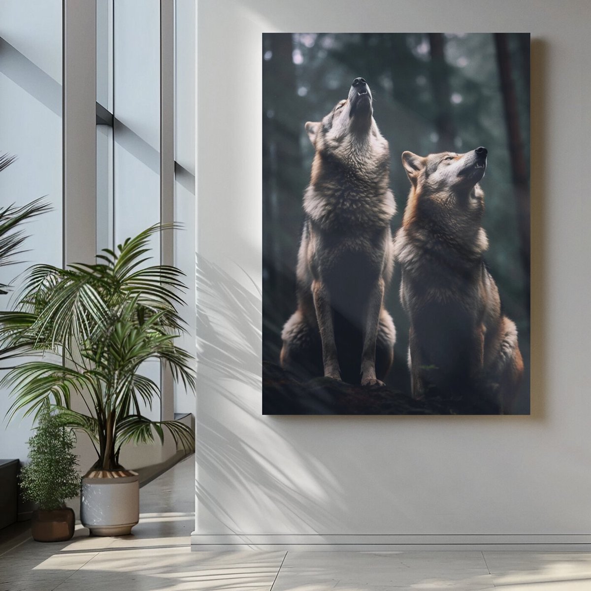 Canvas Schilderij - Wolven - Wilde Dieren - 120x80x2 cm