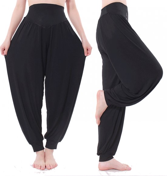 Harembroek - 2 stuks - Harem palts - Yogabroek - Luchtige broek - Loose pants - Losse broek - Chillbroek - Chillpants - Yoga - Hoge taille - Mooie lijnen - Elastische - XXL van Merkloos — afbeelding 4