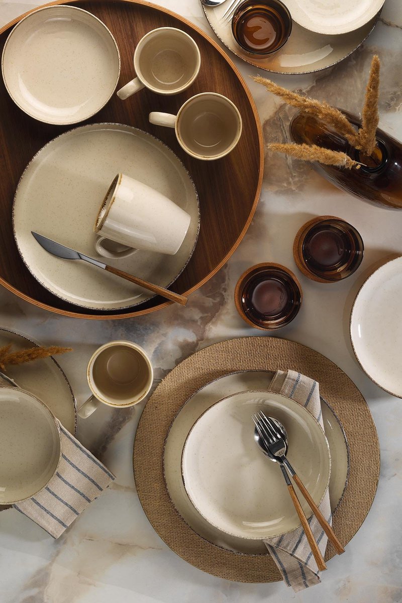 Asir - Dinerset - 16-delig - Crème - 24 cm serveerborden