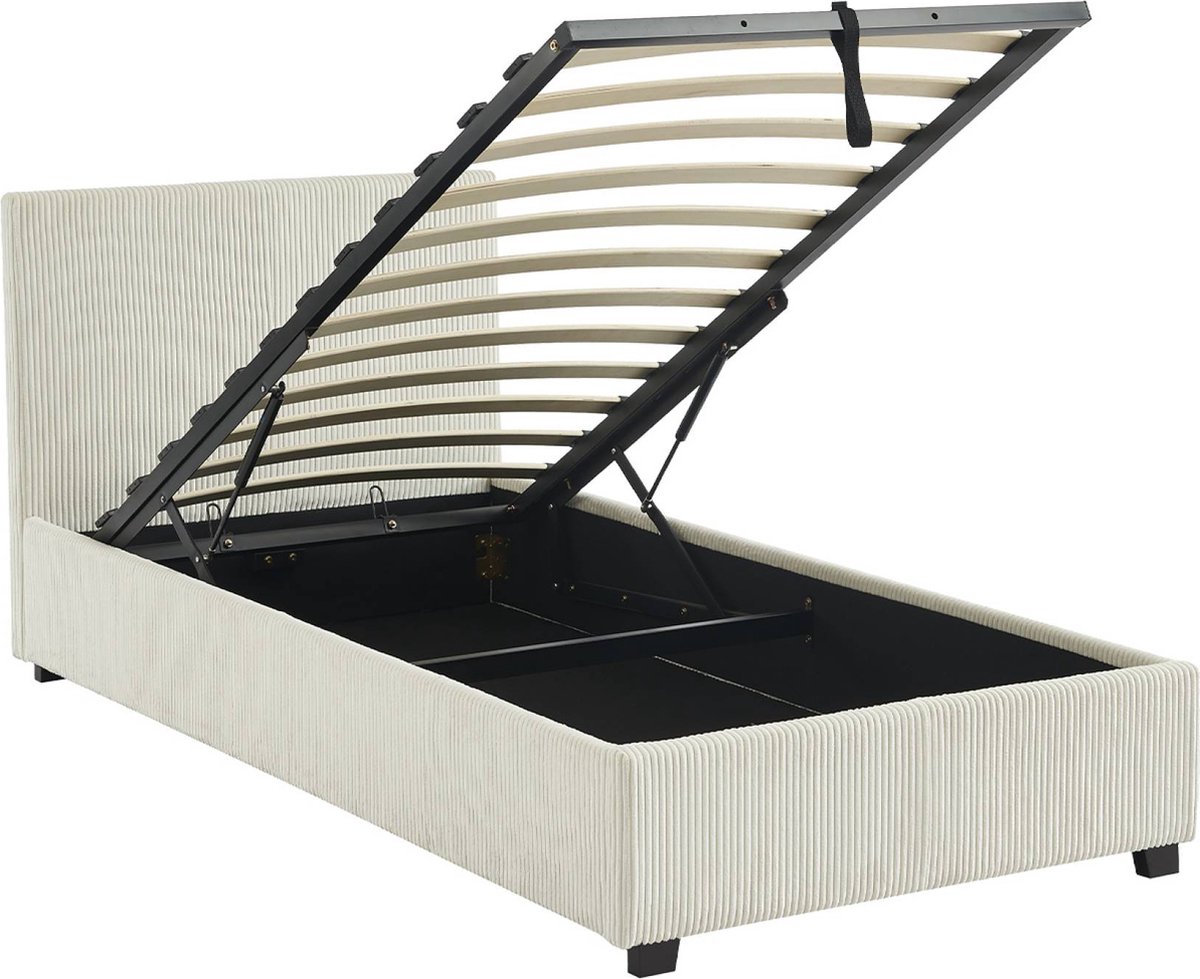 sweeek - Bed met lattenbodem en hoofdeinde, b 202 x d 97,5 x h 86cm, afwerking corduroy