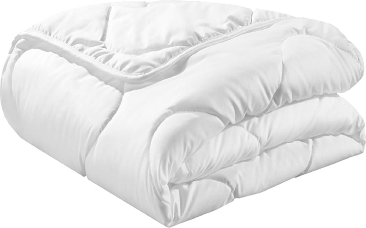 100% Soft Katoen-Tijk- Princessdekbed All year Enkel dekbed- Eenpersoons-Extra Lang-140x220 cm - Anti Allergie - Wasbaar - Wit