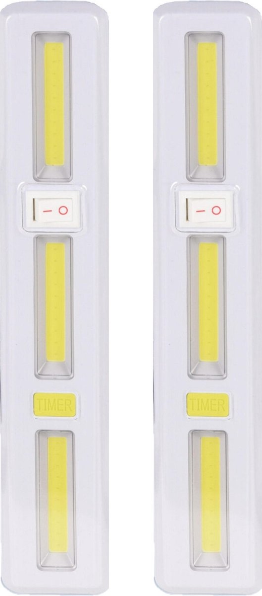 FX light Kastlampen - 2x - met schakelaar - LED lampen - wit - 24 x 4.2 cm - met magneten te bevestigen