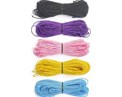 Elastisch koord voor armbandjes maken – set met 5 kleuren – 5x 25 m – dikte 1 mm